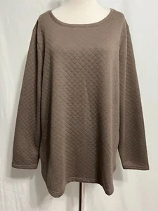 Coldwater Creek Matelasse Sweatshirt Strick Top tief taupe Größe XL neu Neu ohne Etikett! - Bild 1 von 18