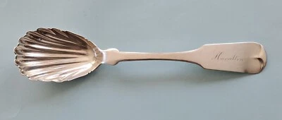 Fine Coin Silver Sugar Shell Spoon c 1840 - Image 1 of 4
