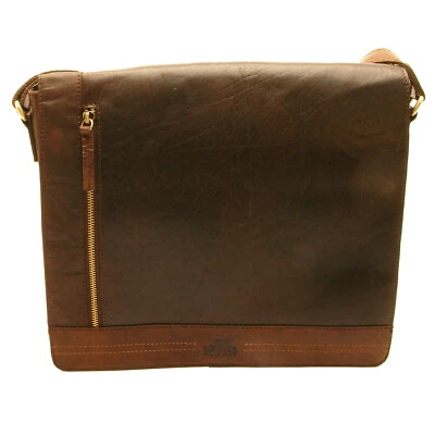 Rowallan - Brown East/West Medium Conquest Messenger Bag in Buffalo Leather - Image 1 of 4