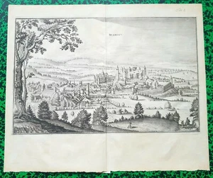XVII ème - Dépt 54 - Beau Panorama de Blamont par M. Merian 37 x 31 cm de 1645 - Picture 1 of 3