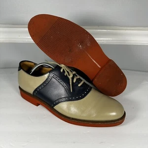 KEITH HIGHLANDER Blue/Tan Leather Oxford Dress Shoes Size 11 US Made in USA - Picture 1 of 8