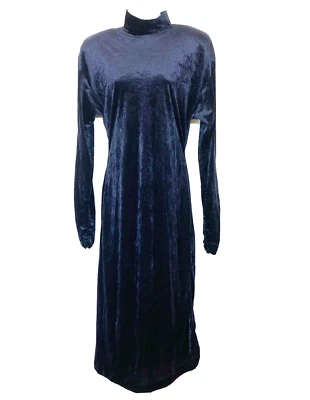 VINTAGE NICOLE MILLER MIDNIGHT BLUE DRESS, SILVER DOTTED PATTERN, SIZE 10 - Image 1 of 4