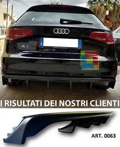 AUDI A3 8V SPORTBACK 2012-2016 SOTTO PARAURTI DIFFUSORE RS3 S3 ABS NERO -B- - Foto 1 di 12