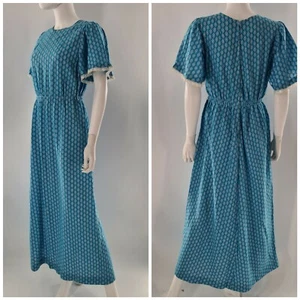 Vintage 50s 60s Women's Size M Medium Maxi Dress Geometric Maxi Zipper Murlen - Picture 1 of 12