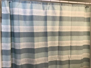 Shower Curtain Tommy Bahamas 100% Cotton Stylish Geometric Multi-Blue Print - Picture 1 of 6