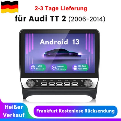 10.1" Autoradio Carplay Für AUDI TT 2006-2014 Android 14 GPS Navi WIFI BT FM USB - Bild 1 von 4