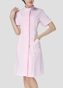 New Women Nurse Dress Doctor Beautician Lab Long Coat Stand Collar Work Clothes  - Picture 1 of 11