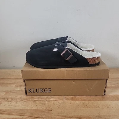Zuecos KLUKGE Fuzzy Boston para hombre EE. UU. 12 negros sin cordones zapatillas zapatos NUEVO Foto 1 de 4