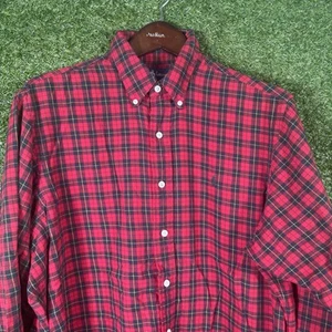 Ralph Lauren Shirt Mens Large Button Down Oxford Red Plaid - Bild 1 von 10