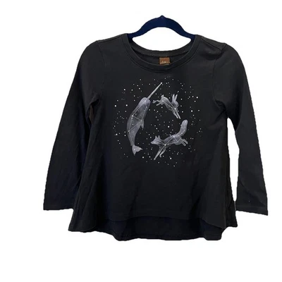 Tea Collection Constellations Black Bunny Fox Graphic Shirt Girls Youth Size 4 - Image 1 of 4