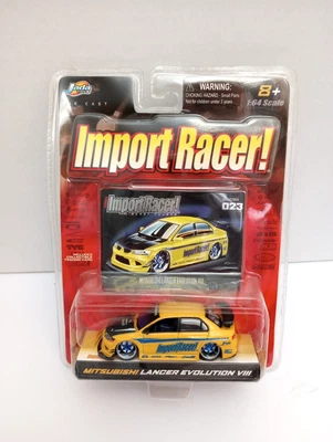 1:64 Jada Import Racer Mitsubishi Lancer Evolution VIII Yellow - Image 1 of 2