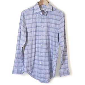 Calvin Klein Slim Fit Stretch Oberhemd Herren 15 32/33 Graph blau kariert - Bild 1 von 11