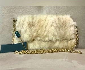 Nuevo Bolso Bandolera Paolo Masi Piel Visón Cuero Rubio Tono Dorado Correa Cadena Italia - Imagen 1 de 13