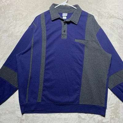 Vintage Haband Casual Joe Banded Bottom Polo Shirt Men’s XL Fleece Grandpa L/S - Image 1 of 4