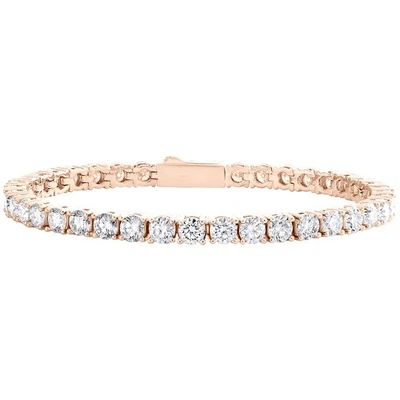 Pulseira de tênis folheada a ouro rosa 925 solitário moissanita 4mm 1 fileira 8" 11,37 CT - Imagem 1 de 4