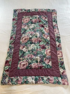 Almohada floral vintage XL King 42x27 malva/verde farsa o colgante de pared años 80’s 90’s Foto 1 de 4