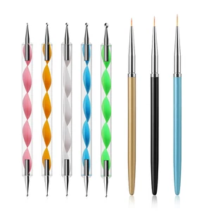 Nail Dotting Tools Set – 5PCS Dual-Ended Dotting Pens & 3PCS Nail Art Brushes fo - Picture 1 of 12