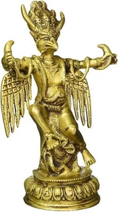 Garuda Statue Brass Lord Vishnu Vehicle Religious Eagle Idol Home Office 8 Inch - Picture 1 of 4