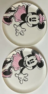 2 Disney Minnie Mouse Zak Designs Sketch Pink 10" Melamine Plates Set of 2 - Picture 1 of 1