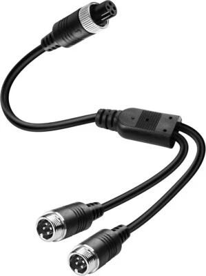 1 Female to 2 Male Converter Car Video 4 Pin Aviation Extension Cable Adapter - Image 1 of 4