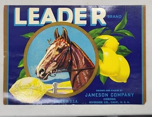 Label Leader Lemons Riverside California Jameson  Horse Racing - Picture 1 of 1