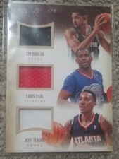 2013-14 Panini Immaculate Tim Duncan Chris Paul Teague Game Worn Jersey # 7/49