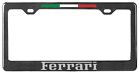 Ferrari Silver Text Only and Italy Stripe 2 Hole Carbon Fiber Lic Plate Frame