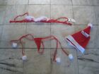 NEW 3 pc sexy Santa's Helper open cup bra / G string set Size L & hat  FREE S&H