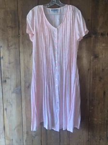 Koret Womens Dress Tie Back Button Front Short Sleeve Sz 14 Pink - Picture 1 of 4