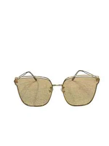 Bertha Noe Gold Wire Frame Yellow Tinted Lenses Square Sunglasses Women’s - Picture 1 of 4