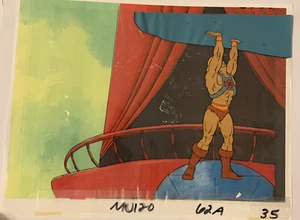 He-Man Masters of the Universe Animation Production Cel - He-Man & Copy BG - Picture 1 of 5