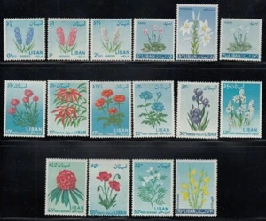LEBANON Hyacinths, Anemones, Iris, Poppy, Lily, Jasmine, Poinsettia MNH set - Picture 1 of 1