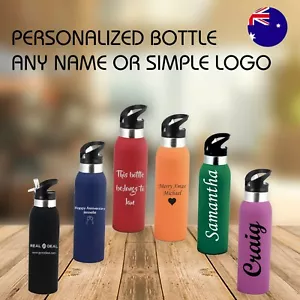 Custom Engraved Personalised Double Walled 500ml Water Bottles Sports and gifts - Picture 1 of 7