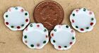 4 White Ceramic Dishes With A Spot Motif Tumdee 1:12 Scale Dolls House PD6