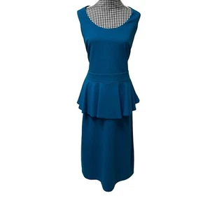City Chic Trendy Teal Blue Sleeveless Scoop Neck Peplum Bodycon Dress Size 14 - Picture 1 of 12