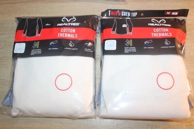 2 pack Realtree Cotton Thermal Underwear Men's Size Medium Crew Top in Natural - Image 1 of 4