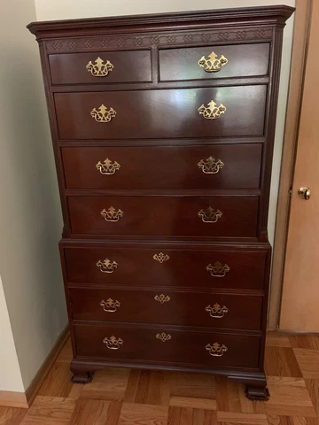 Beautiful Baker Chippendale, Georgian Style Mahogany Highboy Cover
