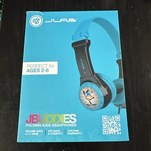 JLab JBuddies Folding On Ear Wired KIDS Headphones Portable Volume Limiting Blue - Picture 1 of 3