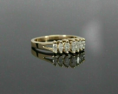 Anillo banda de cóctel de diamantes de corte marquesa de 1,2 quilates enchapado en oro amarillo de 14 quilates Foto 1 de 4