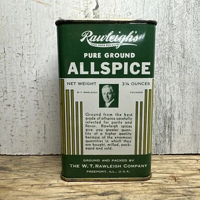 Vintage Rawleighs  Spice Tin - Allspice Freeport IL Advertising - Image 1 of 4
