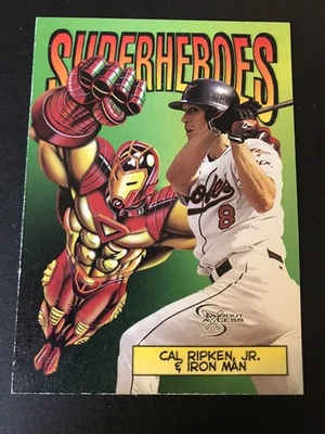 1998 SkyBox Dugout Axcess #7SH Cal Ripken Jr. / Iron Man SuperHeroes EX+ - Image 1 of 2