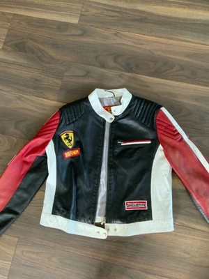 Ferrari Black Racing Leather Jacket World Champion Cowhide Leather Biker Jacket - Image 1 of 4