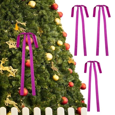 3 Pcs Pre-Tied Bows Satin Ribbon Bows 23.5x15.5" Twist Ties Gift Bows Purple - Image 1 of 4