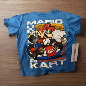Nintendo MarioKart Tshirt Boys Size 5 Blue Short Sleeve Mario Race car - Picture 1 of 3