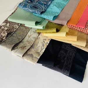 Strip Bundle #N 20 Panels Vintage Silk Fabric Scraps Japanese Kimono Fabric Bag - Picture 1 of 6