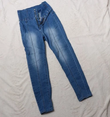 Blaue High Waist Skinny Stretch Denim Jeans Hose Blau 40 42 W 30 L 70 - Bild 1 von 3