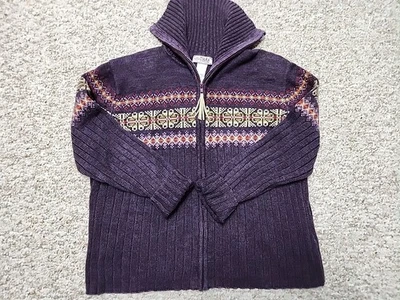 Tiara International Purple Fair Isle Full Zip Cardigan Sweater Lg Vintage Y2K - Image 1 of 4