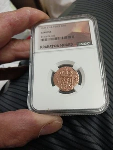 1823 S N.E.INDIES 1/4 KRAKATOA HOARD GENUINE NGC - Picture 1 of 4
