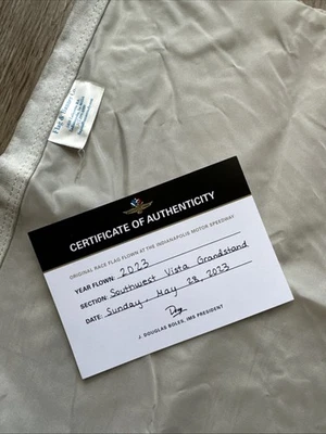 Auténtica bandera de carreras Indianapolis Motor Speedway con certificado de autenticidad Foto 1 de 4