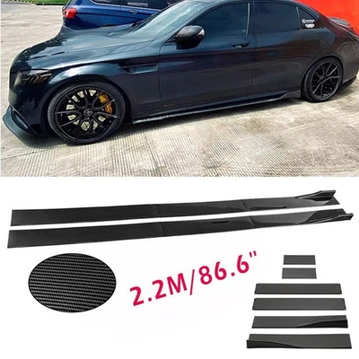 Carbon Fiber 2.2m Side Skirt Extensions Rocker Panel For Mercedes-Benz E200 E250 Foto 1 de 4